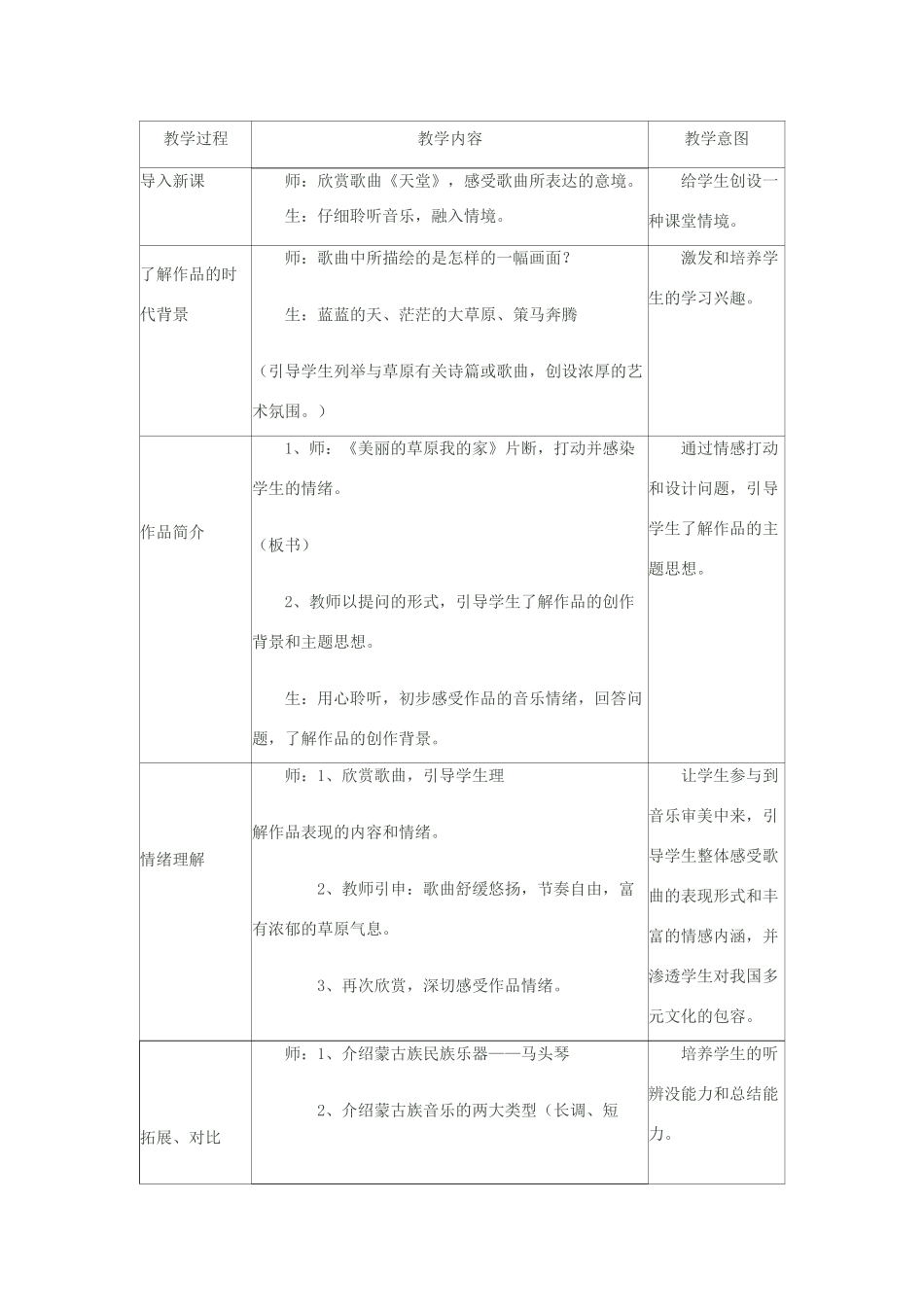 三年级语文下册 7.1美丽的草原我的家教案2 长春版-长春版小学三年级下册语文教案_第3页