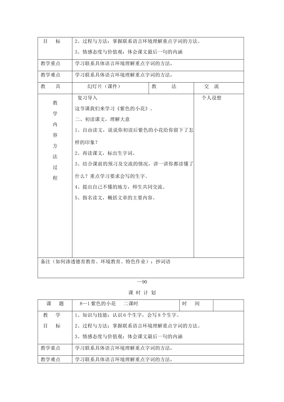 三年级语文下册 8.1紫色的小花教案2 长春版-长春版小学三年级下册语文教案_第2页