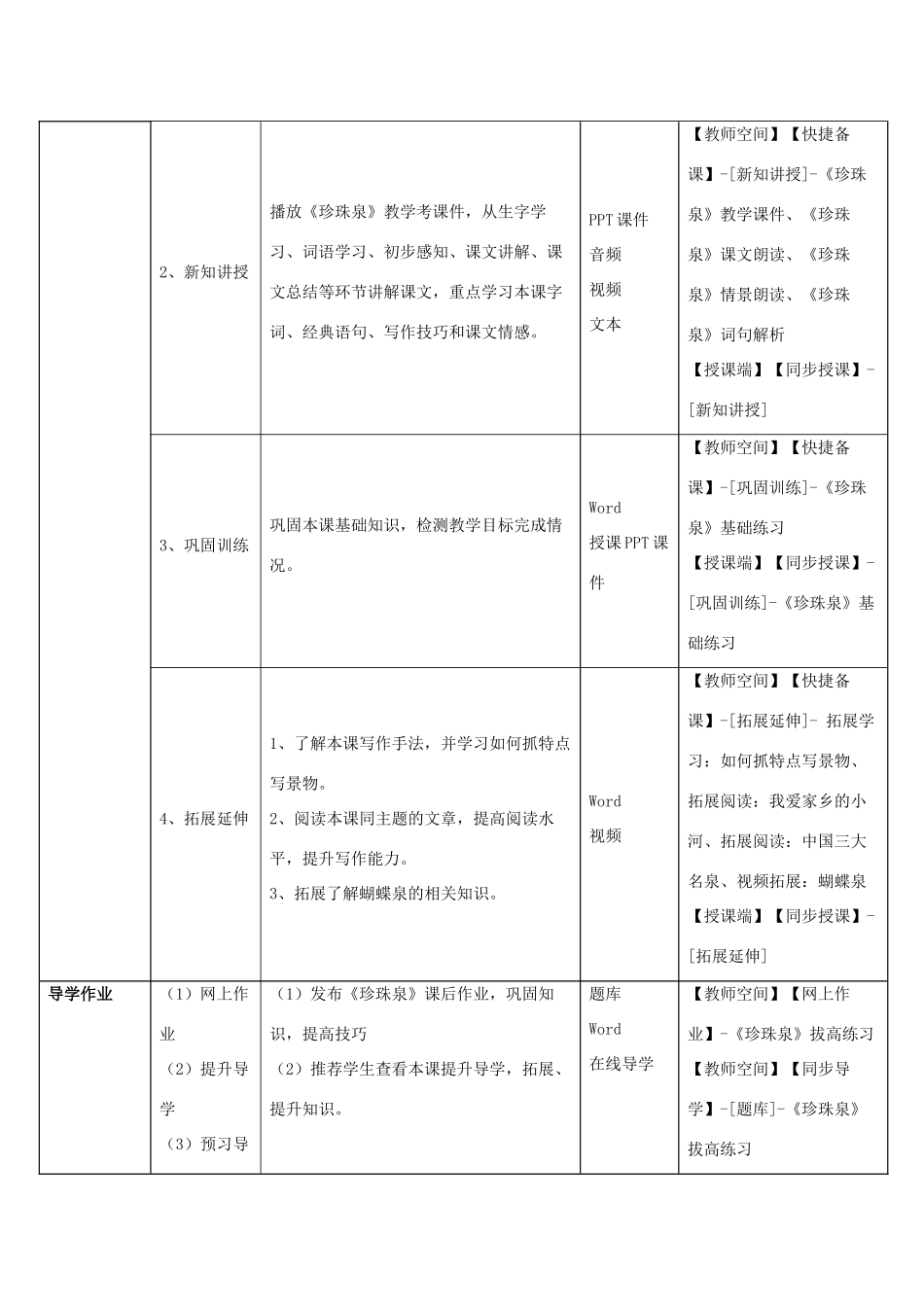 三年级语文下册 4 珍珠泉教学设计 新人教版-新人教版小学三年级下册语文教案_第2页