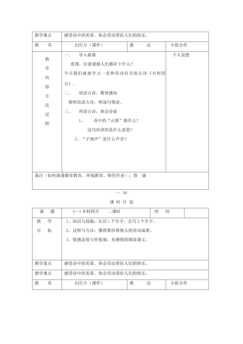 三年级语文下册 3.1乡村四月教案1 长春版-长春版小学三年级下册语文教案_第2页