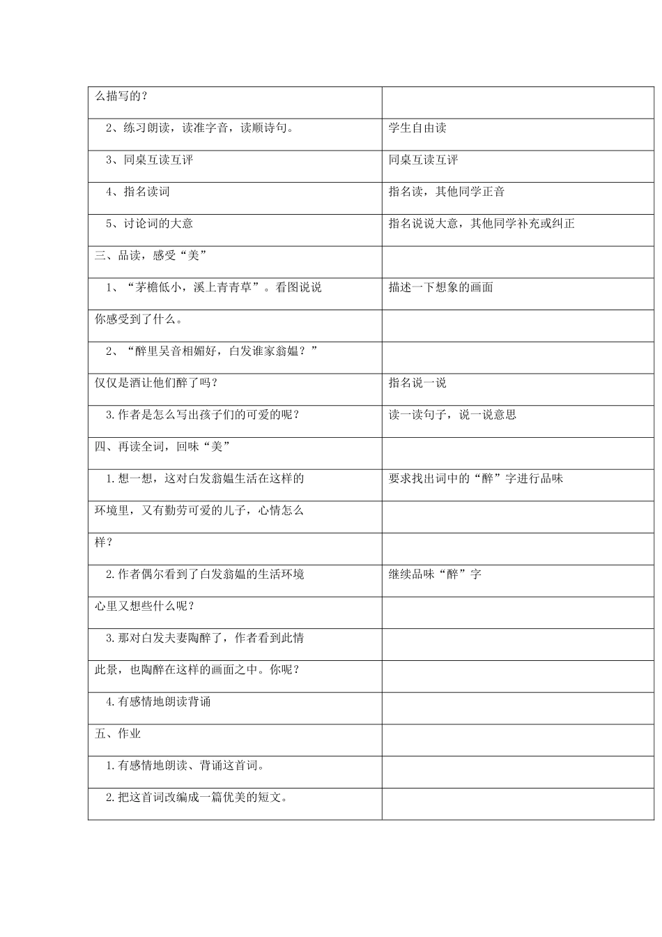三年级语文下册 3.2清平乐 村居教案1 长春版-长春版小学三年级下册语文教案_第2页