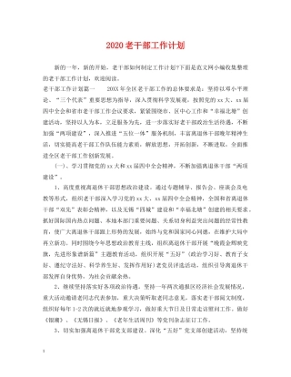2020老干部工作计划 