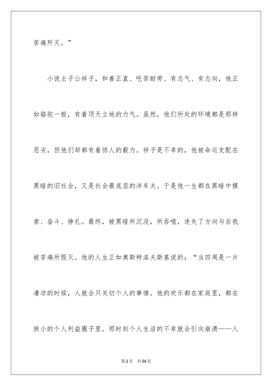 2024《骆驼祥子》读书心得_4_第2页