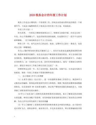 2020税务会计的年度工作计划 