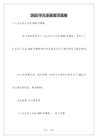 2024个人企业实习总结