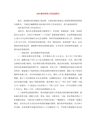 2020海关年终工作总结范文 