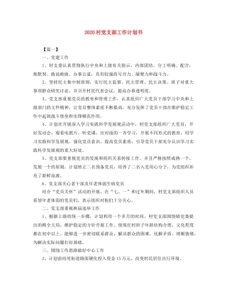 2020村党支部工作计划书 