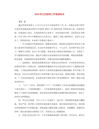 2020村主任助理工作规划范本 