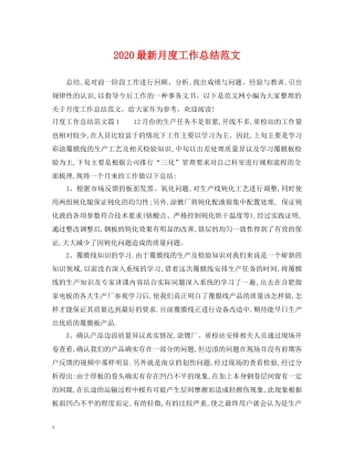 2020最新月度工作总结范文 