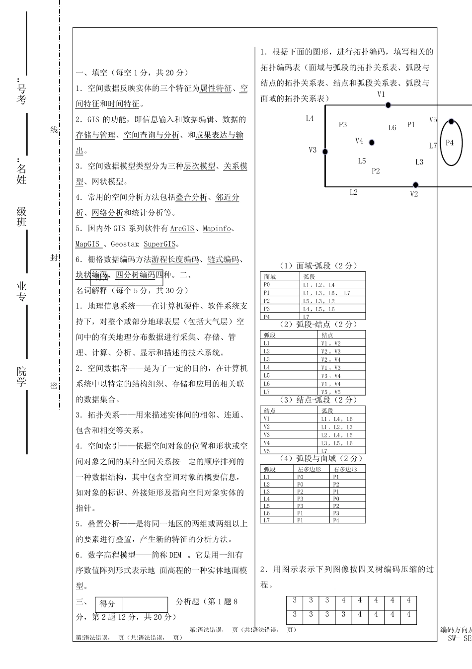 -《GIS原理及应用》试题 _第1页