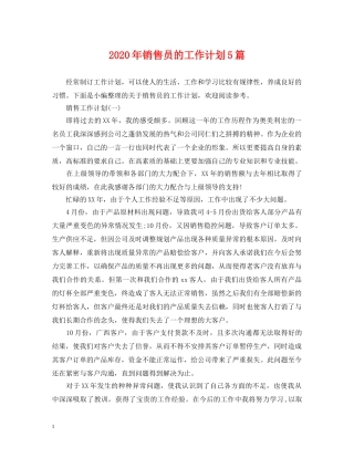 2020年销售员的工作计划5篇 