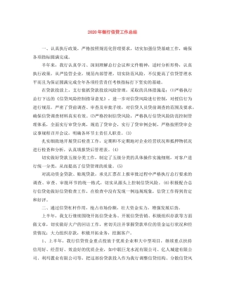 2020年银行信贷工作总结 