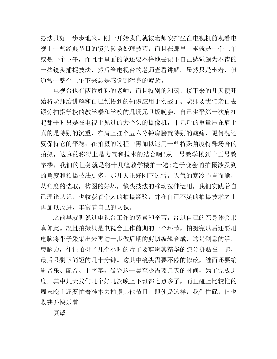 2020年电视台个人实习转正工作总结3篇 _第2页