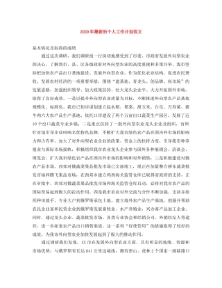 2020年最新的个人工作计划范文 