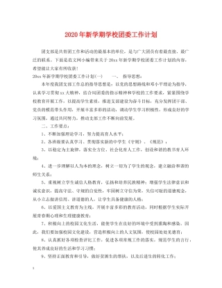 2020年新学期学校团委工作计划 