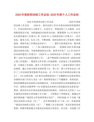 2020年度政府法制工作总结-2020年度个人工作总结 