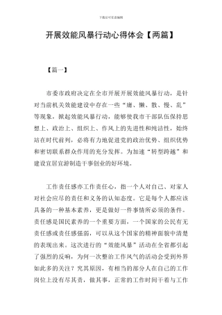 开展效能风暴行动心得体会