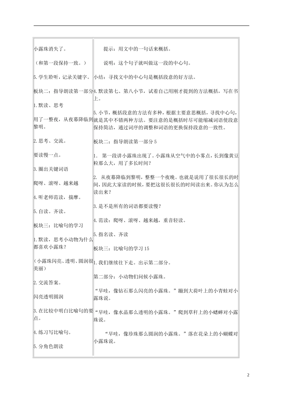 三年级语文上册 小露珠 4教案 苏教版_第2页