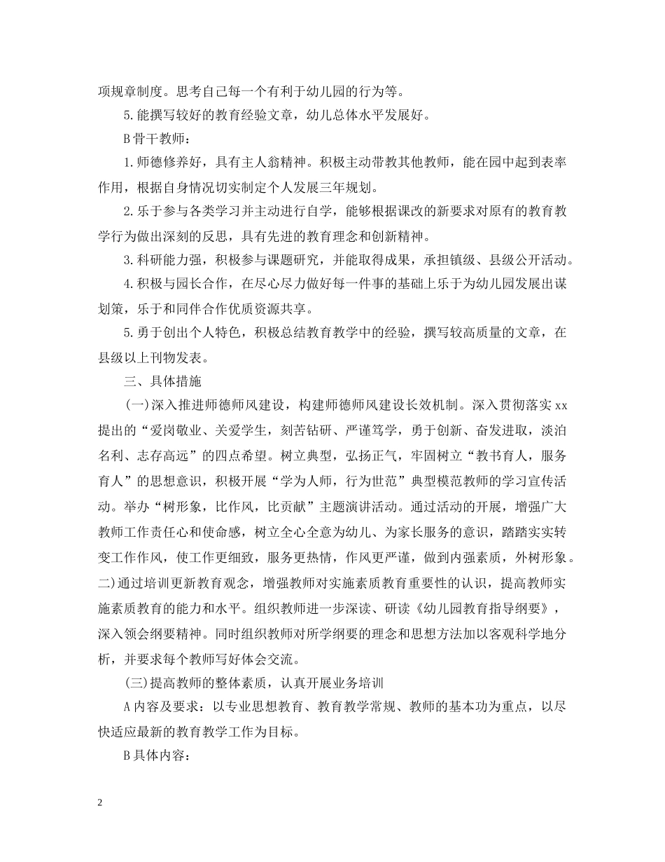 2020年幼儿园教师培训计划书 _第2页