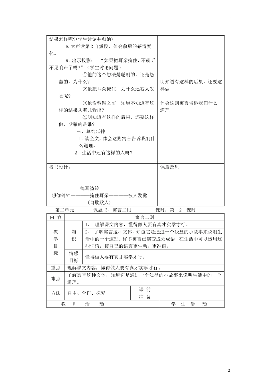 三年级语文上册 寓言二则教案 北师大版_第2页