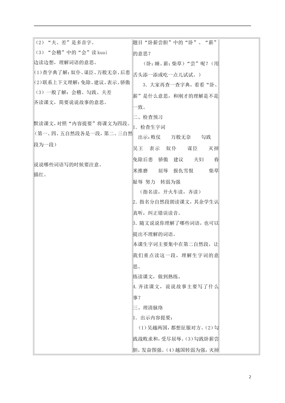 三年级语文上册 卧薪尝胆 4教案 苏教版_第2页