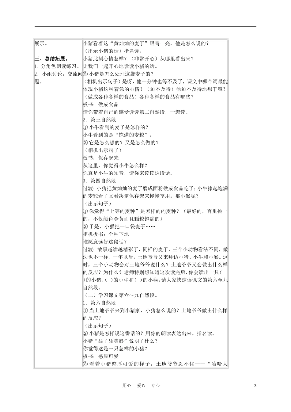 三年级语文上册 三袋麦子 3教案 西师大版_第3页