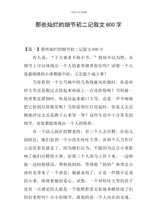 那些灿烂的细节初二记叙文800字