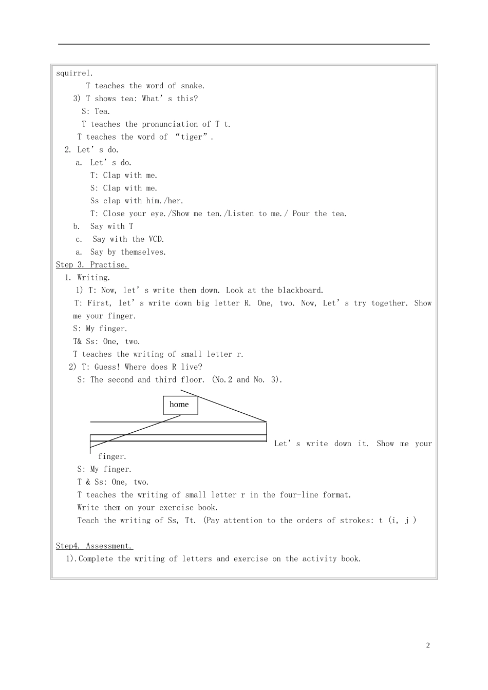 三年级英语下册 Unit 4 Lesson 5教案 人教PEP_第2页