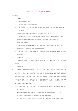 三年级英语下册 Unit 2 It’s warm today教案设计 外研版（三起）-外研版小学三年级下册英语教案
