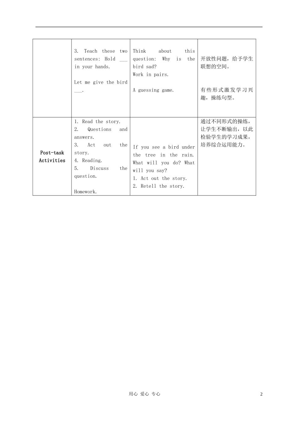三年级英语下册 Unit 12 A Bird教案 新世纪版_第2页