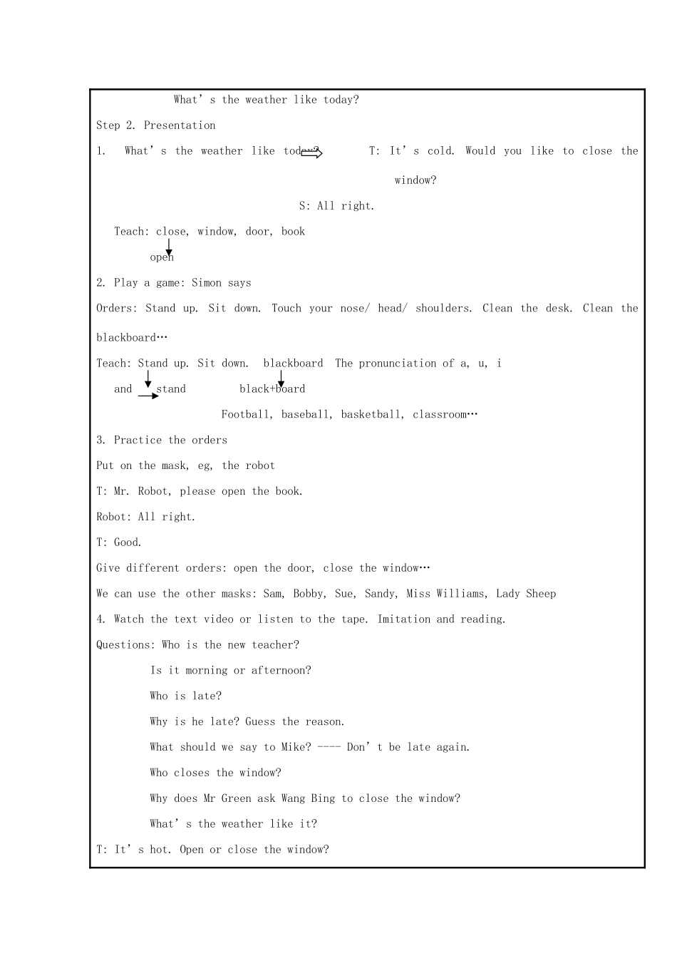 三年级英语下册 Unit 1 In class（第一课时）教案 牛津译林版-牛津版小学三年级下册英语教案_第2页