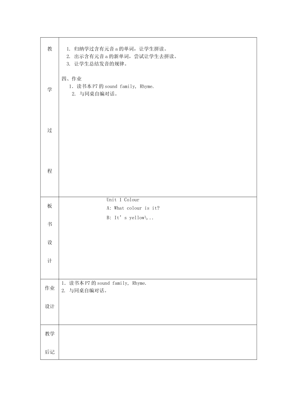 三年级英语下册 Unit 1 I like red教案设计3 广州版-广州版小学三年级下册英语教案_第2页