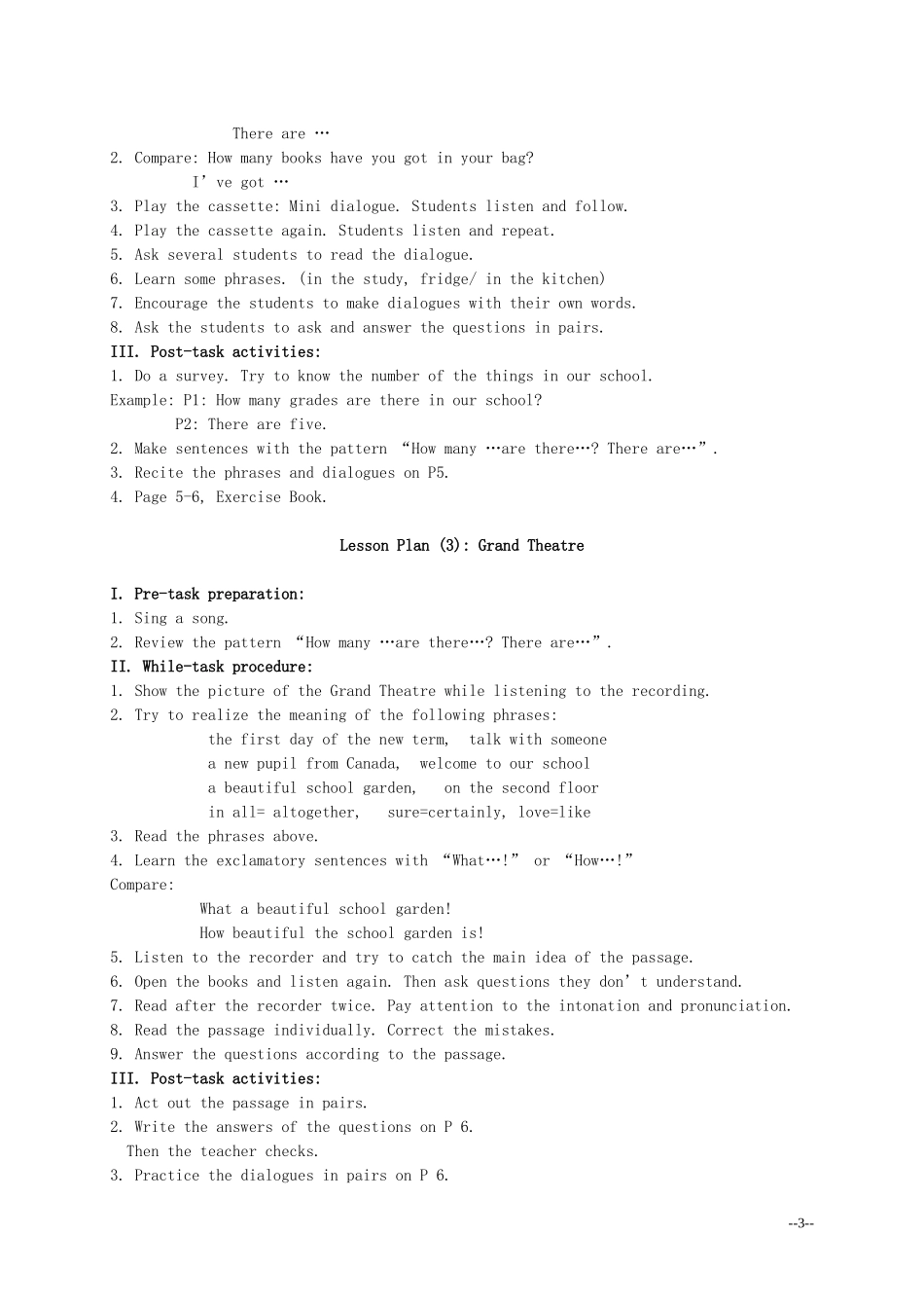 三年级英语下册 Unit 1 Garden School(1)教案 新世纪版_第3页