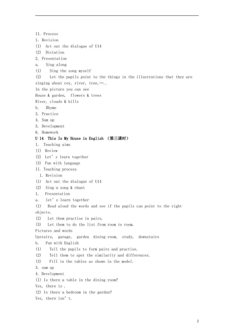 三年级英语下册 Module 5 Unit 14 This Is My House in English教案 广州版_第2页