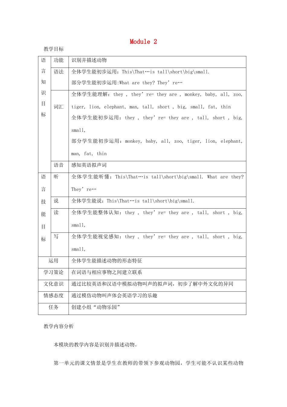 三年级英语下册 Module 2教案设计 外研版（三起）-外研版小学三年级下册英语教案_第1页