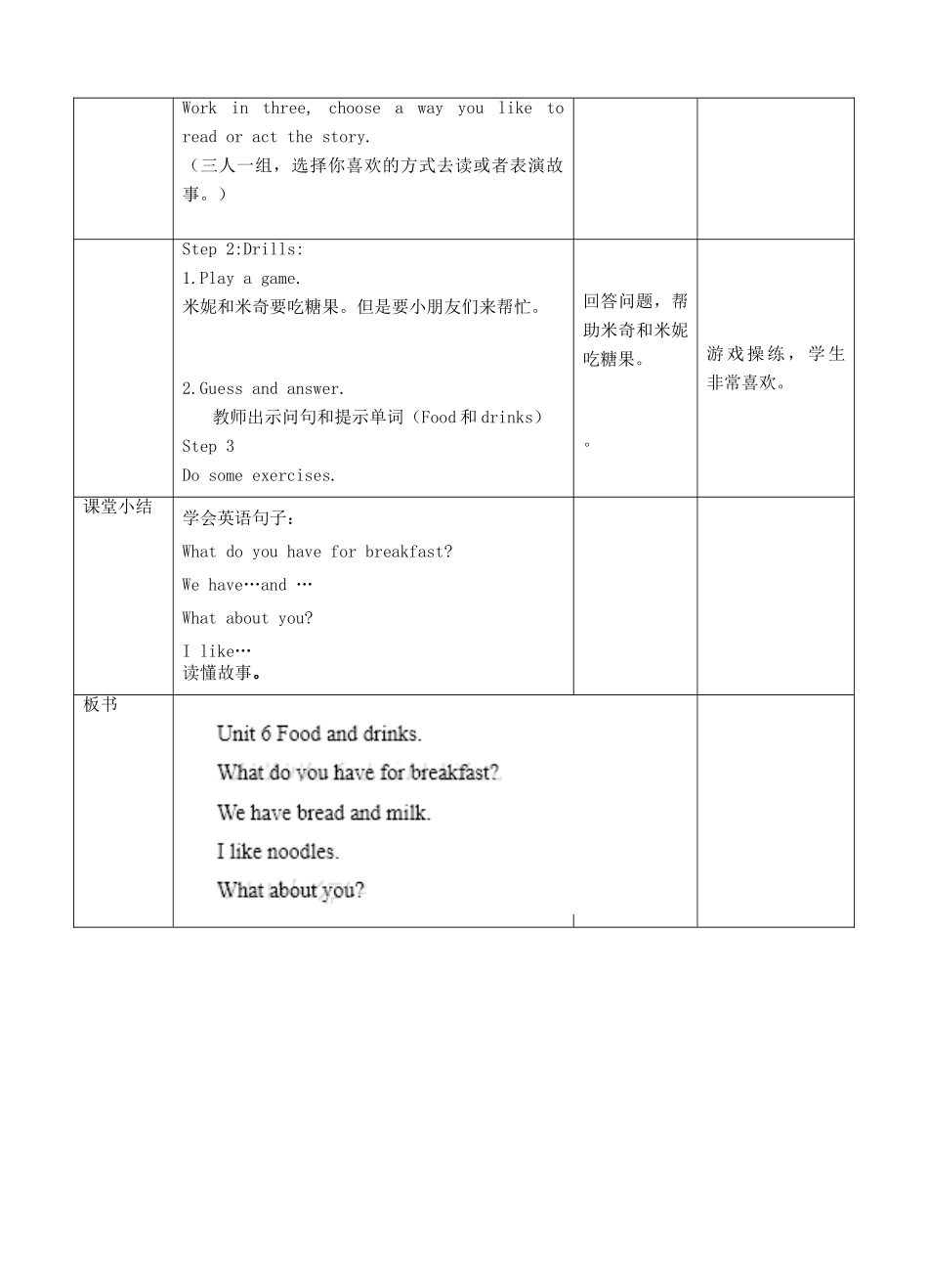 三年级英语下册 Module 2 My favourite things Unit 6 Food and drinks（第2课时）教案 牛津深圳版-牛津深圳版小学三年级下册英语教案_第3页