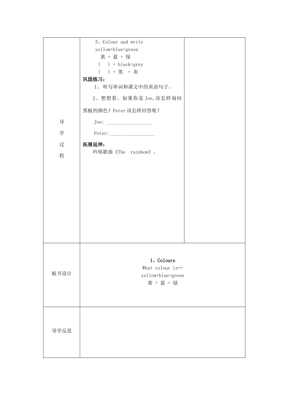 三年级英语下册 Module 1 Using my five senses Unit 1《Colours》教案2 牛津上海版（三起）-牛津上海版小学三年级下册英语教案_第3页