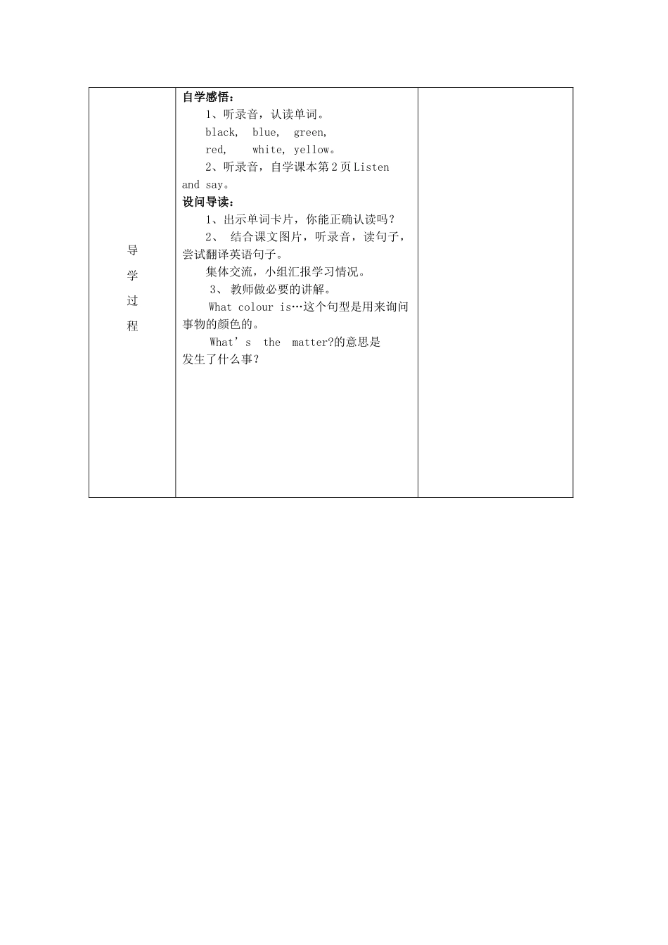 三年级英语下册 Module 1 Using my five senses Unit 1《Colours》教案1 牛津上海版（三起）-牛津上海版小学三年级下册英语教案_第2页