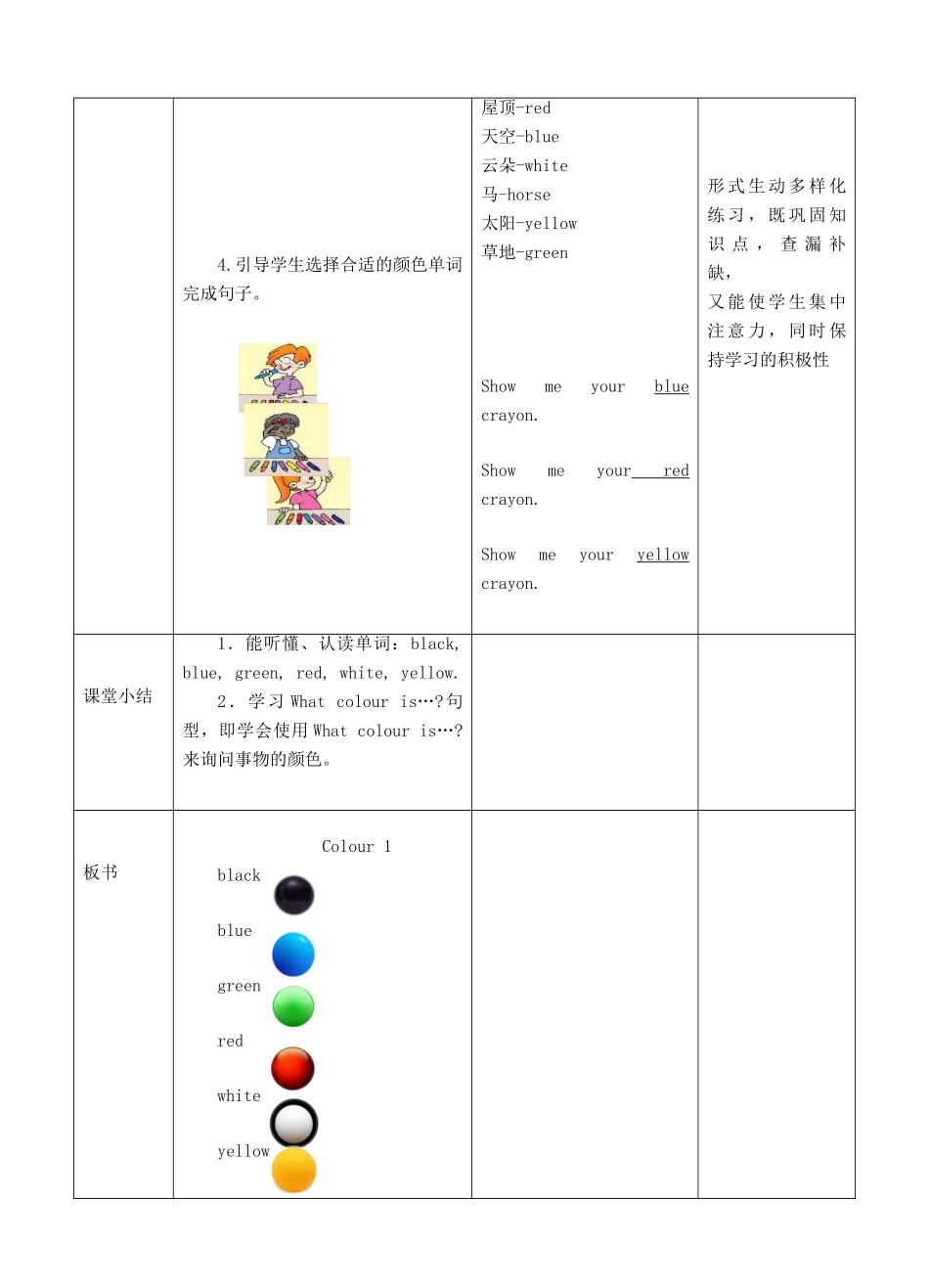 三年级英语下册 Module 1 Using my five senses Unit 1 Colours（第1课时）教案 牛津深圳版-牛津深圳版小学三年级下册英语教案_第3页