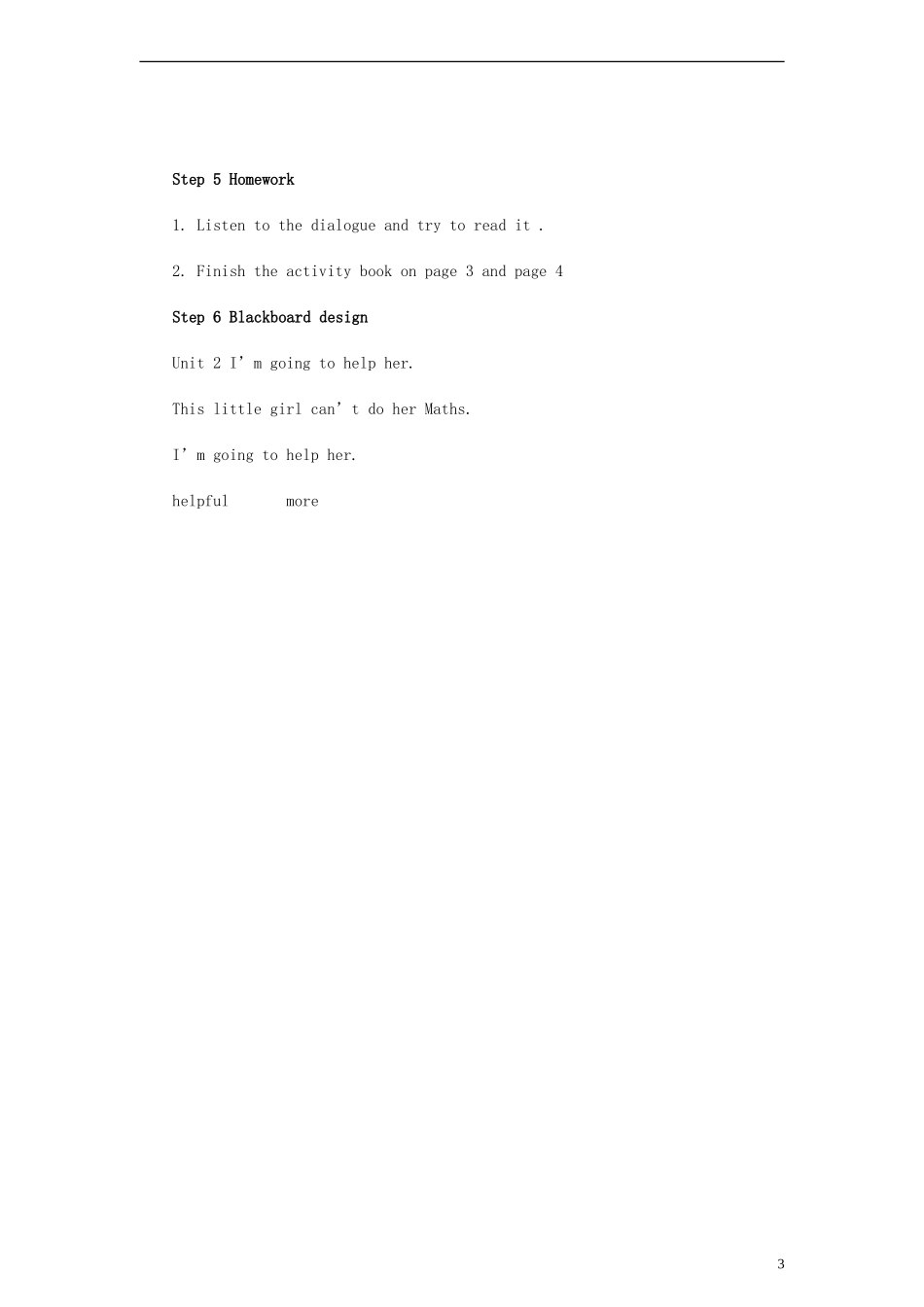 三年级英语下册 Module 1 Unit 2 I’m going to help her教案 外研版（一起）_第3页