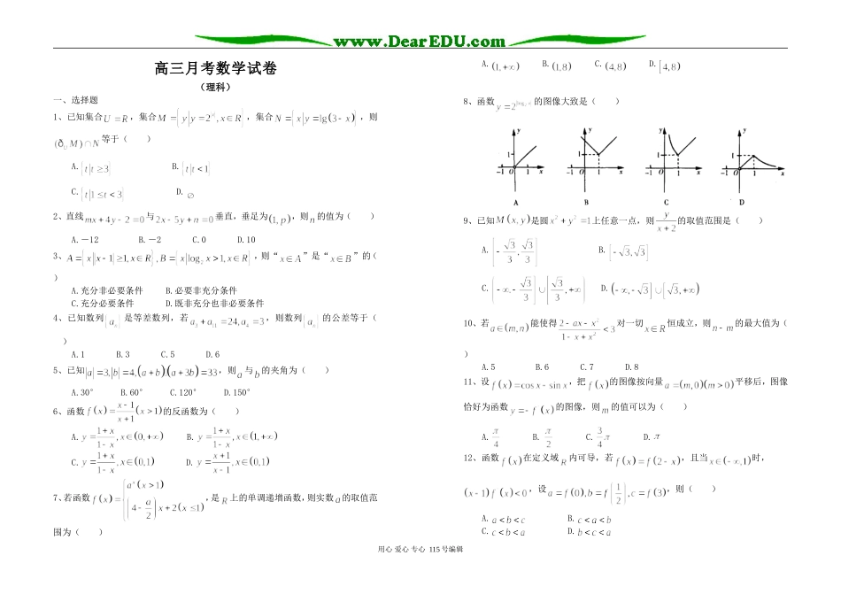 高三月考数学试卷（理）_第1页