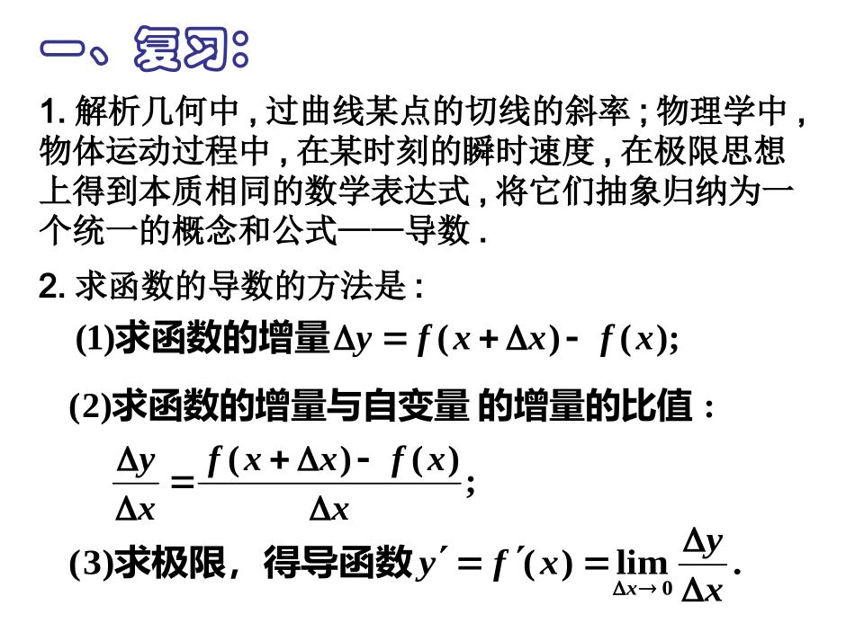 高三数学：3.2《几种常见函数的导数》（人）_第2页