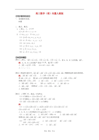 高三数学（理）向量人教版知识精讲