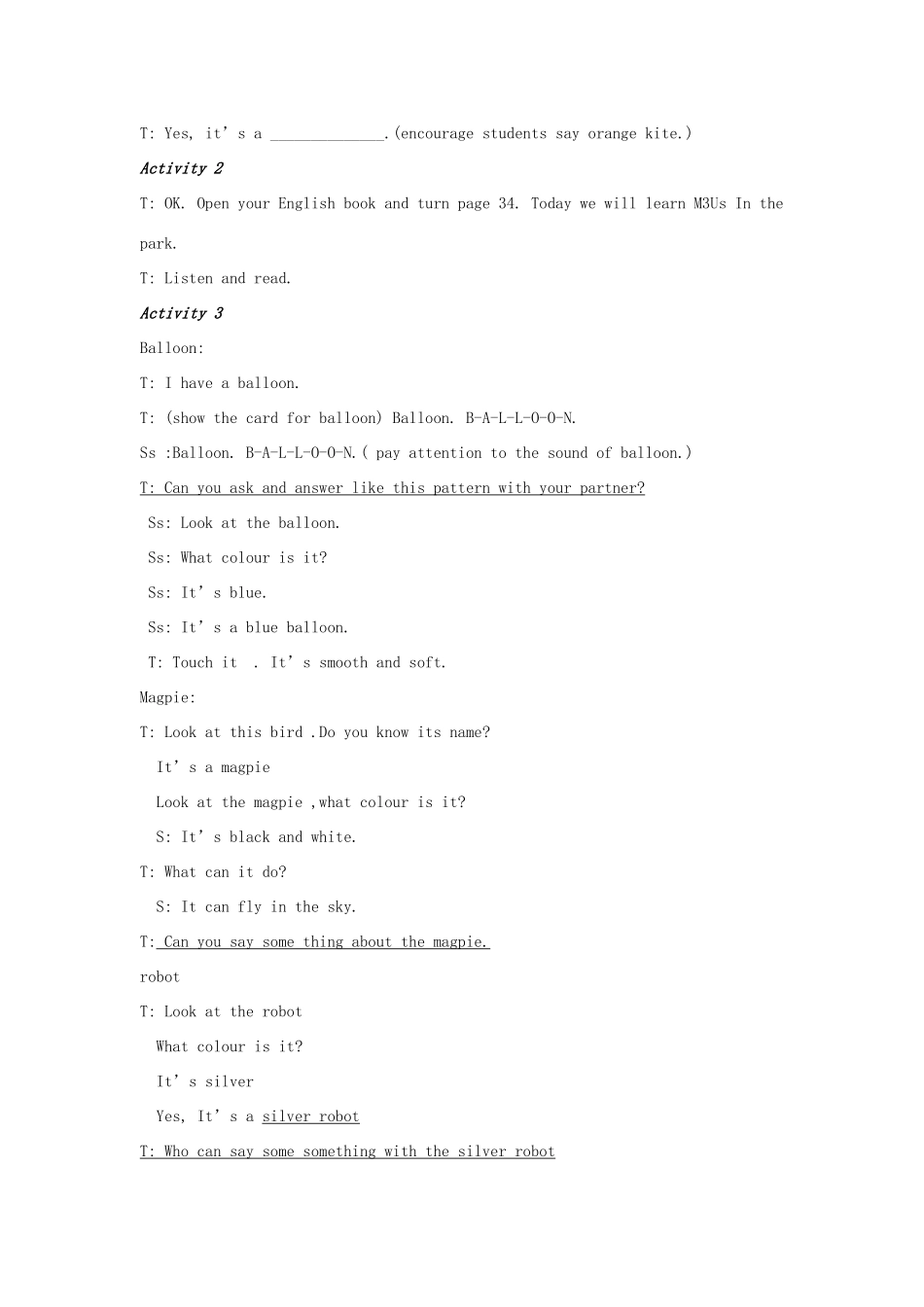 三年级英语上册《Module 3 Places and activities》教案 上海本地版-人教版小学三年级上册英语教案_第3页