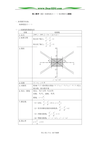 高三数学（文）双曲线复习（一）知识精讲 人教版
