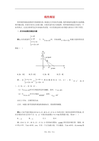 高三数学高考错题精选复习资料：线性规划