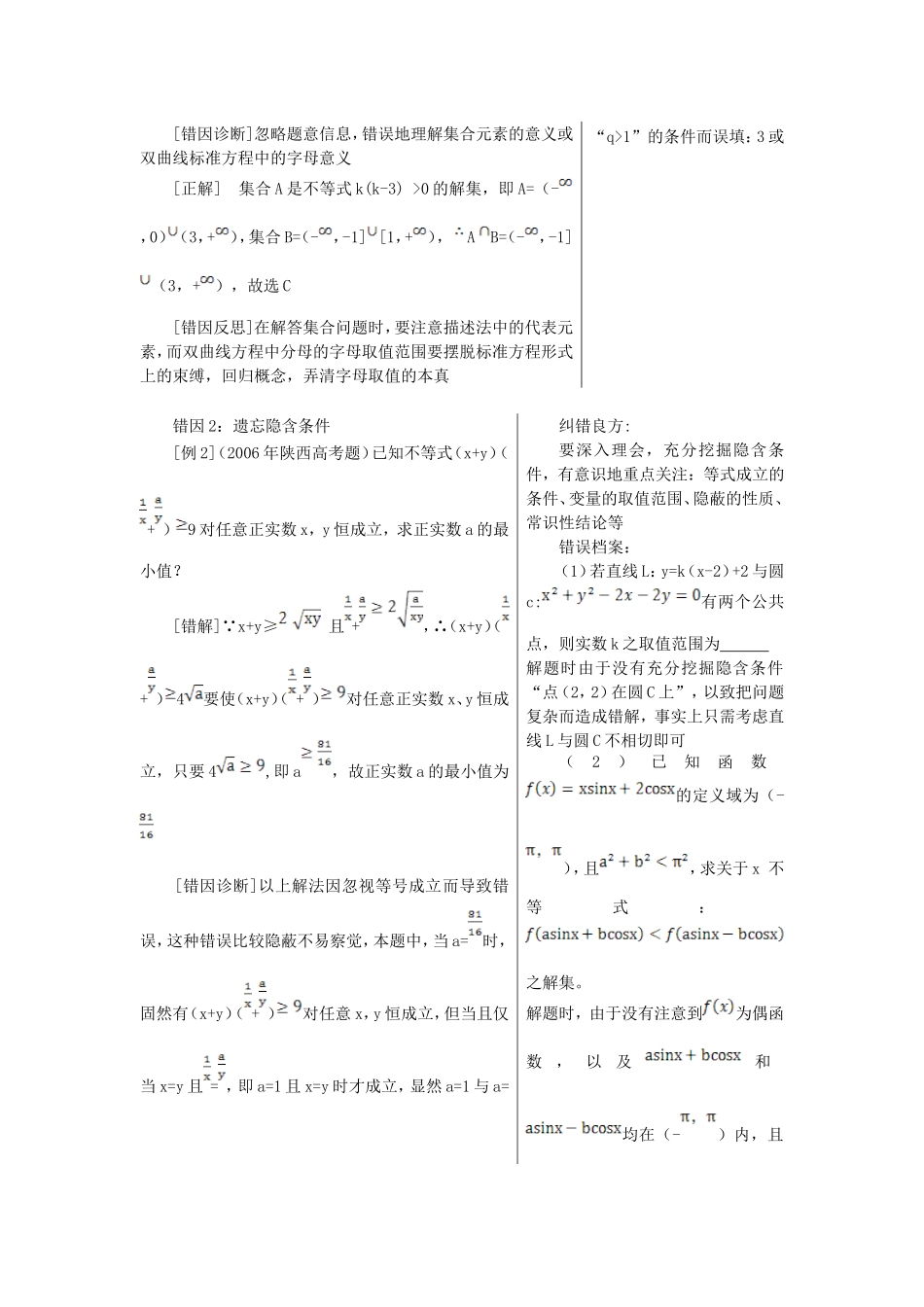 高三数学高考易错题大盘点（文科）_第2页