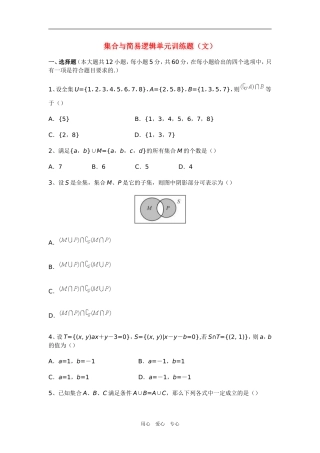 高三数学集合与简易逻辑单元训练题（文）新人教版