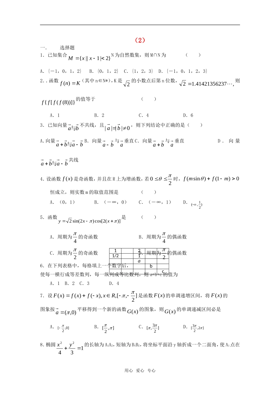 高三数学限时训练（2）_第1页