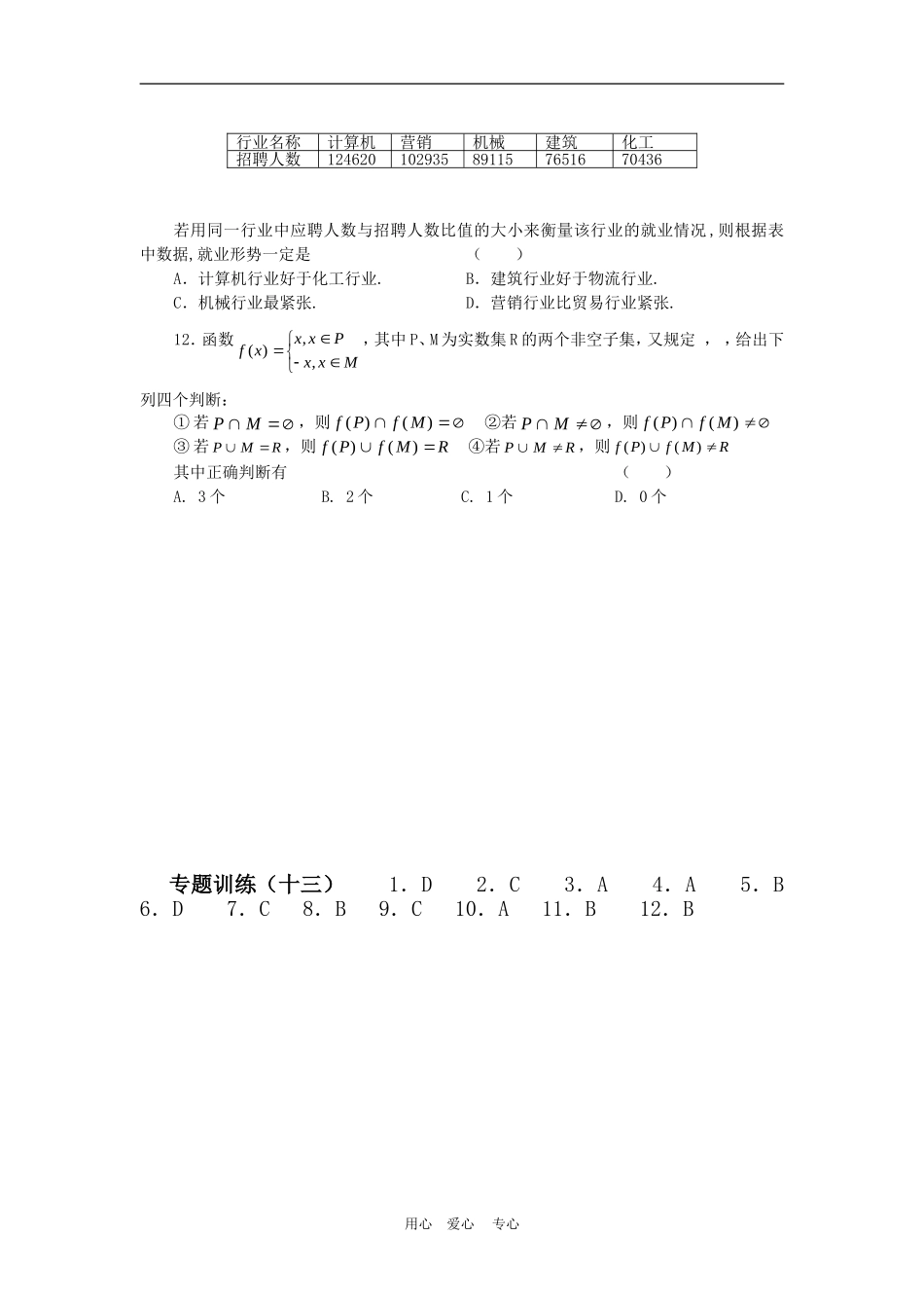 高三数学选择题专题训练（十三）_第2页